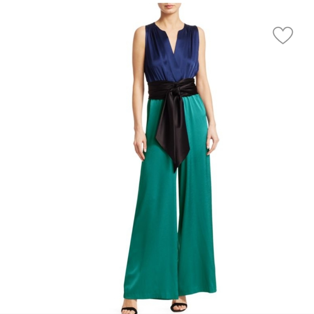 CAROLINA RITZLER Irma Sleeveless Tie-Waist Satin Jumpsuit size US 2